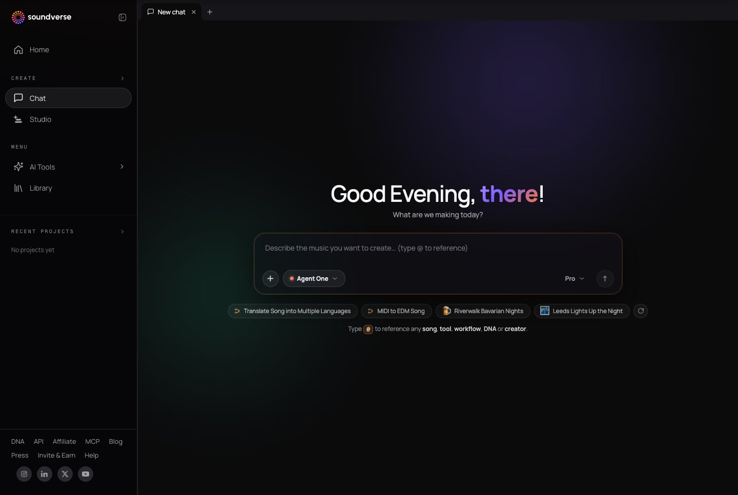 Agent One, the Soundverse AI music producer