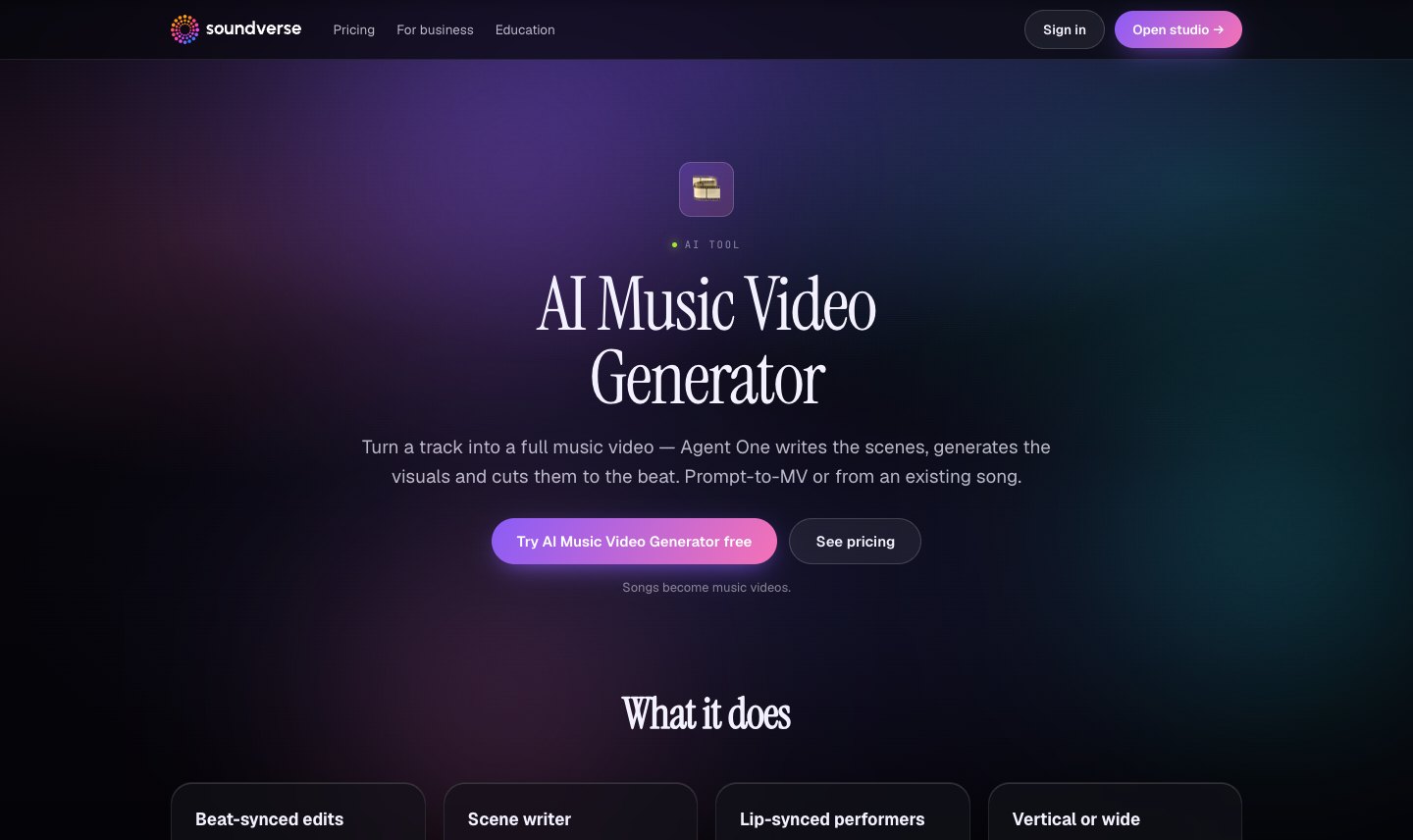 Soundverse AI Music Video Generator