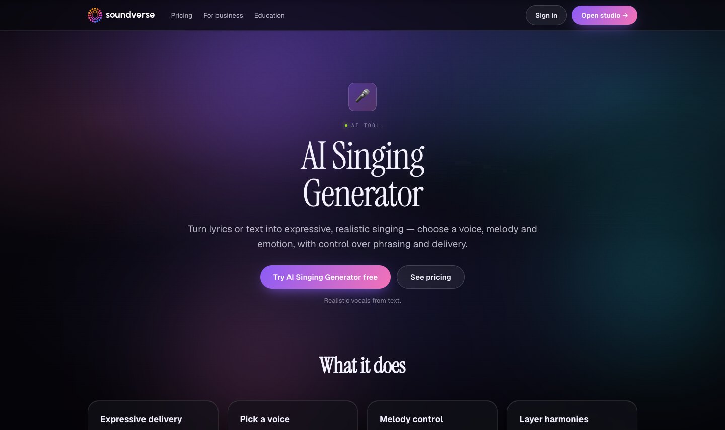 Soundverse AI Singing Generator