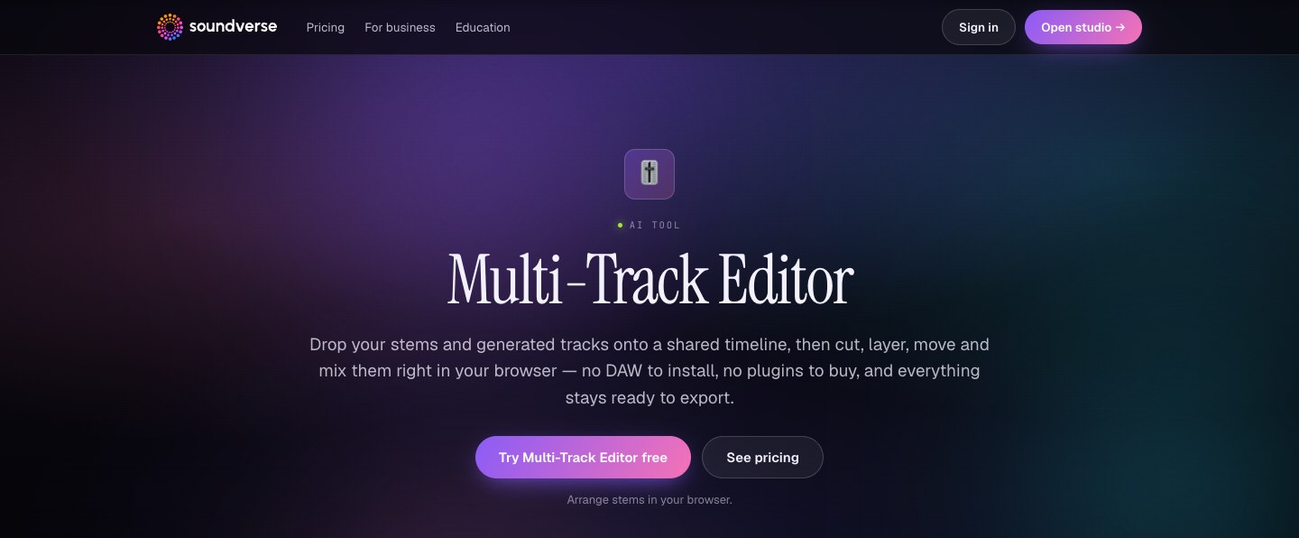 Soundverse Multi-Track Editor, the in-browser AI Studio