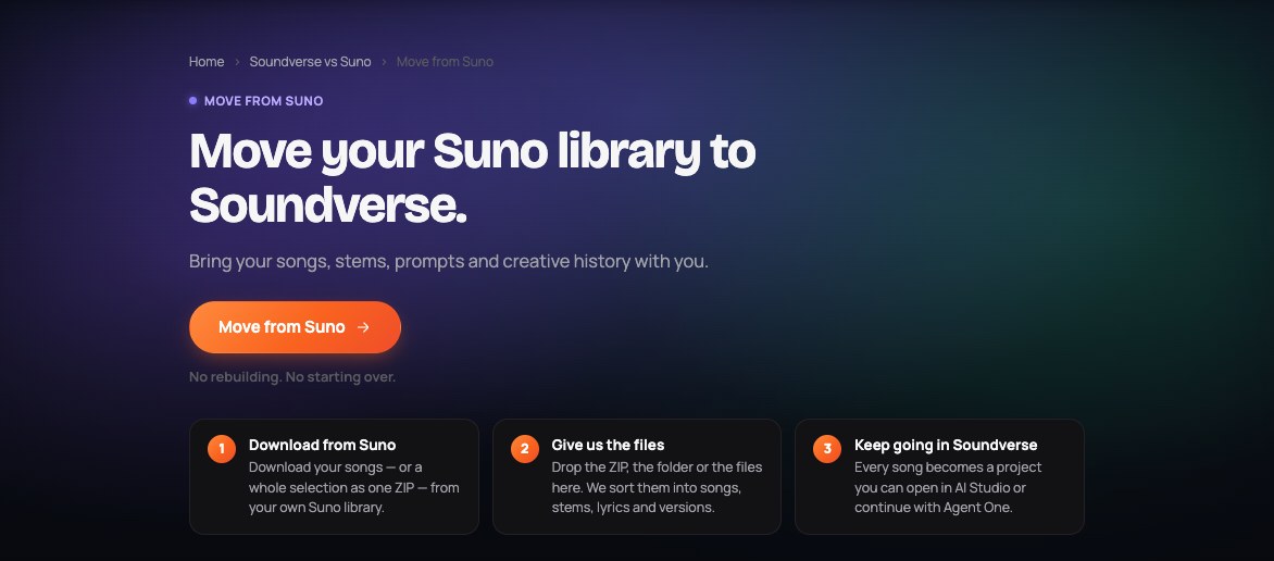 Soundverse Move from Suno page