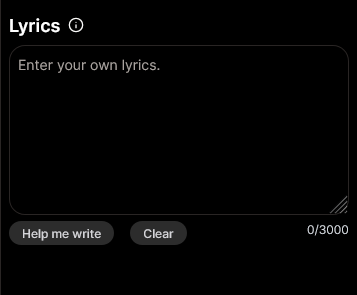 Enter Optional Lyrics — Choose music style and genre