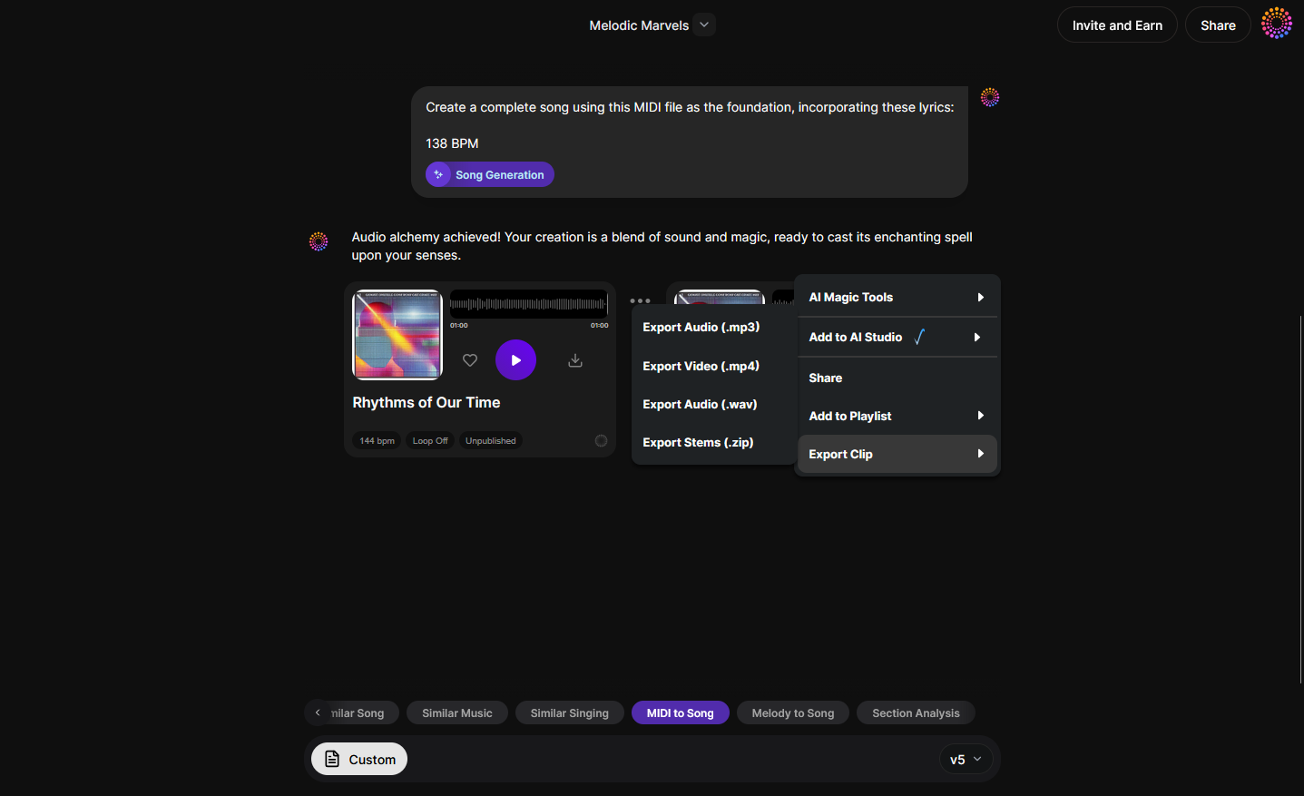 Download Song — Export complete generated song