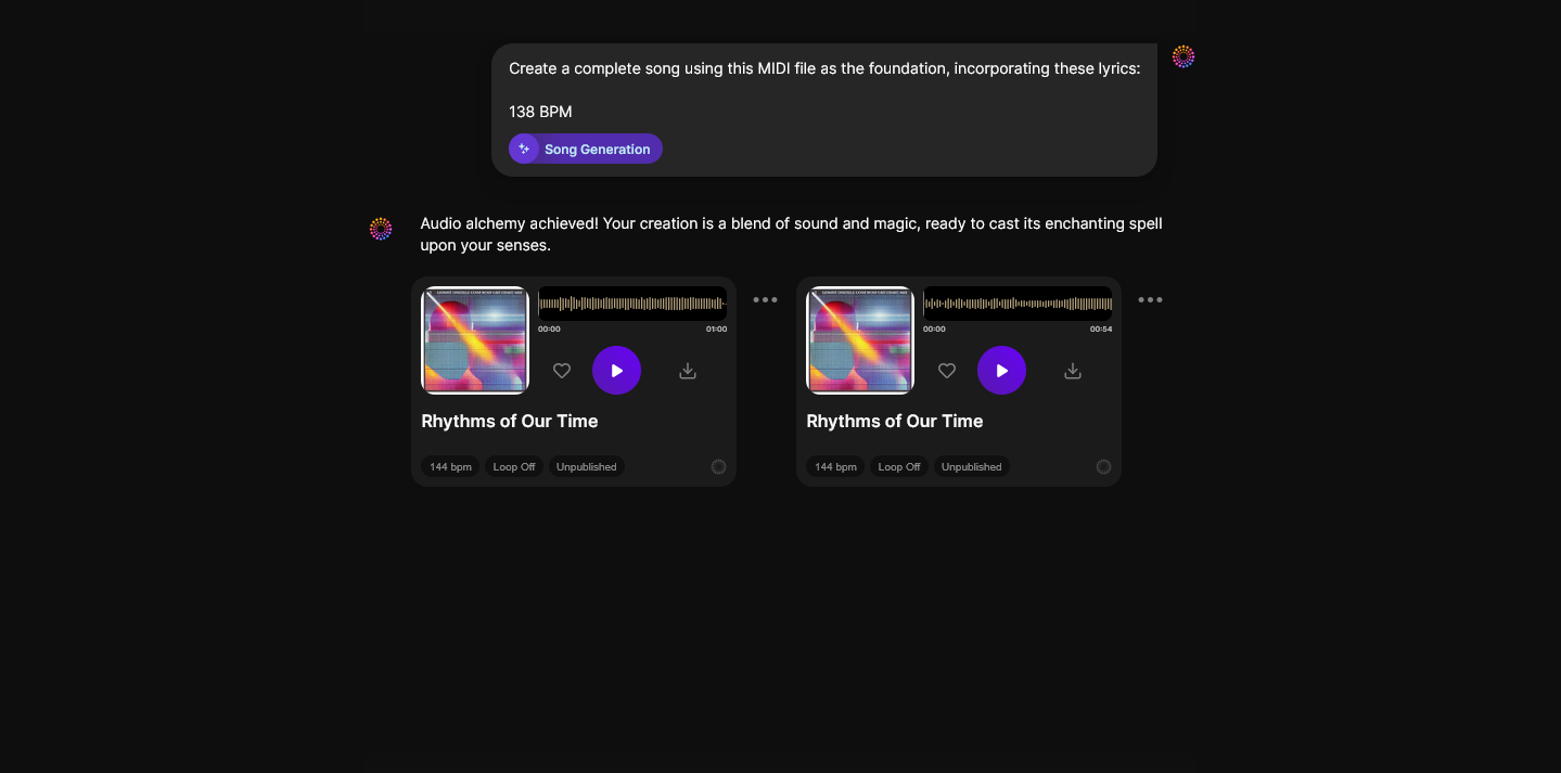 Generation — Convert MIDI to full song with vocals