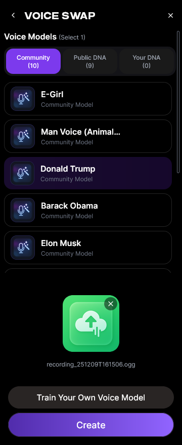 Target Voice Selection – Choose Your AI Vocal Model